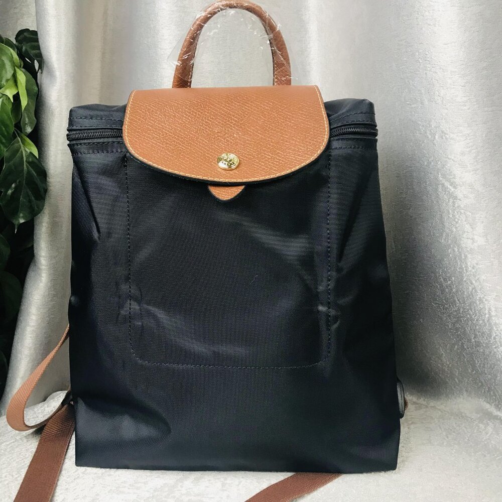 Longchamp Black and Brown Backpack